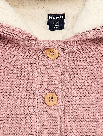 Cardigan foderato con cappuccio a punto legaccio