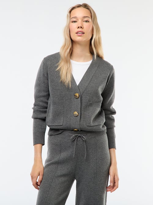 Cardigan gilet in maglia ottoman - Kiabi