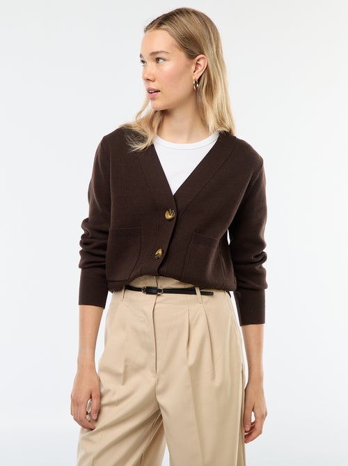 Cardigan gilet in maglia ottoman - Kiabi