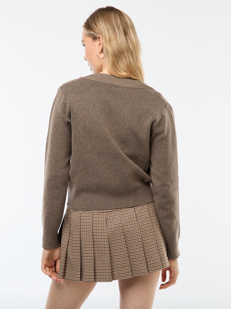 Cardigan gilet in maglia ottoman Marrone - Kiabi