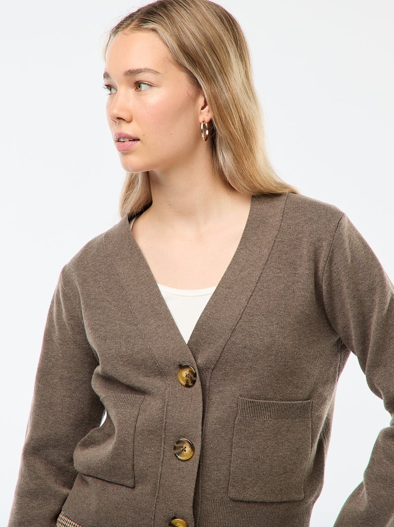 Cardigan gilet in maglia ottoman Marrone - Kiabi