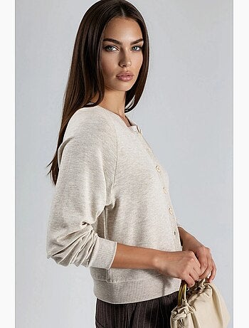 Cardigan girocollo con bottoni busem