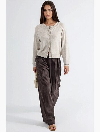 Cardigan girocollo con bottoni busem