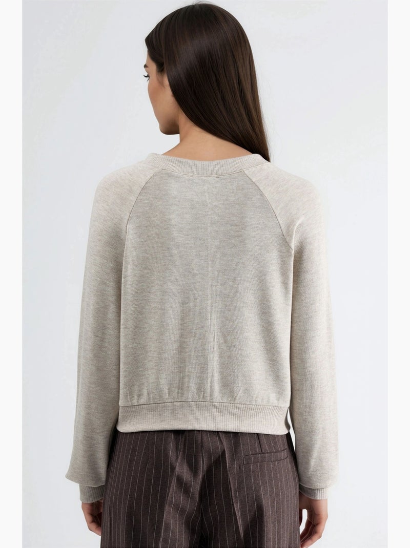 Cardigan girocollo con bottoni busem Sabbia - Kiabi