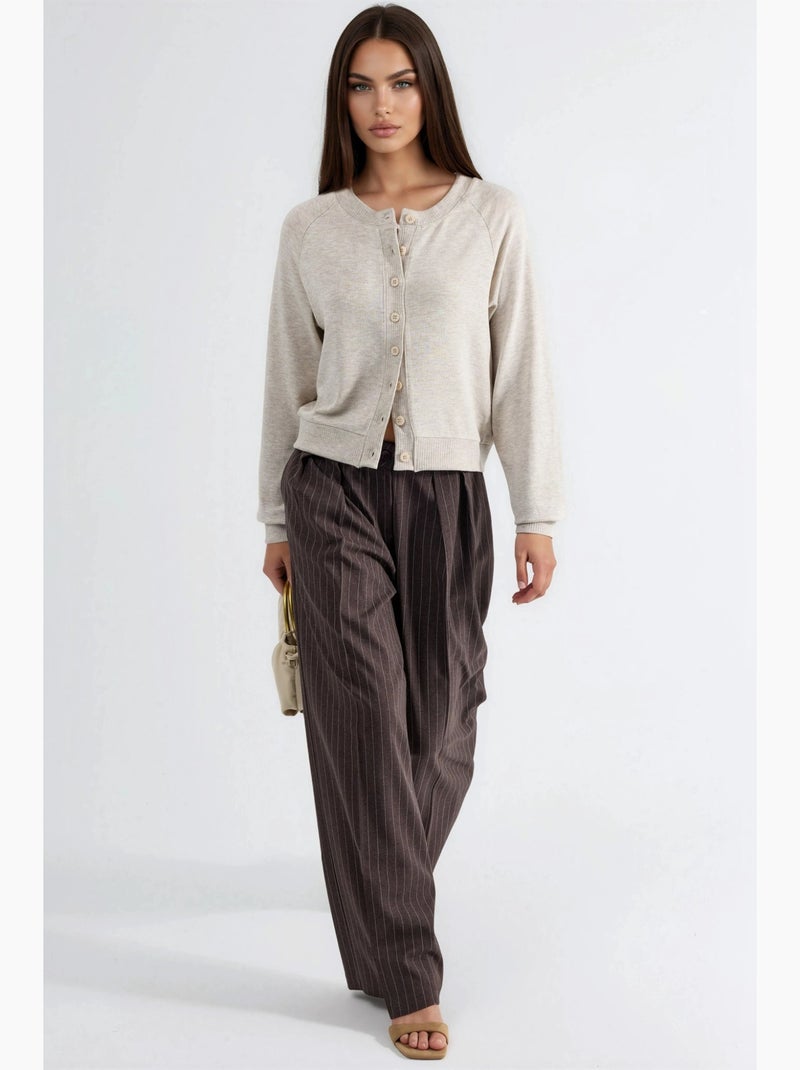Cardigan girocollo con bottoni busem Sabbia - Kiabi