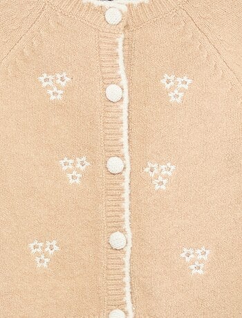 Cardigan girocollo con fiori ricamati