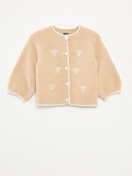 Cardigan girocollo con fiori ricamati - Kiabi