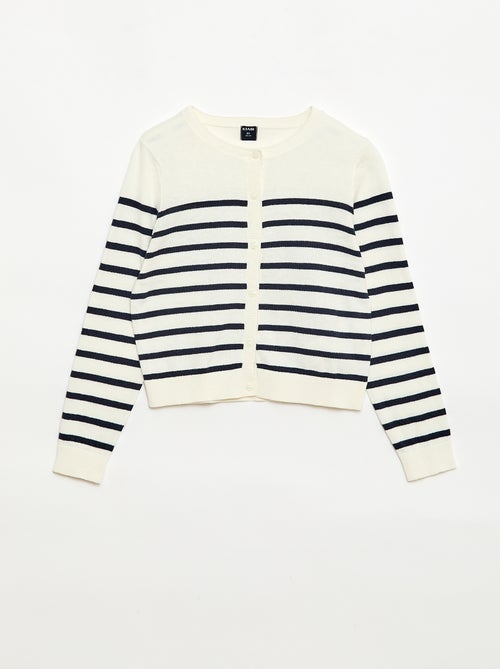 Cardigan girocollo leggero a righe - Kiabi