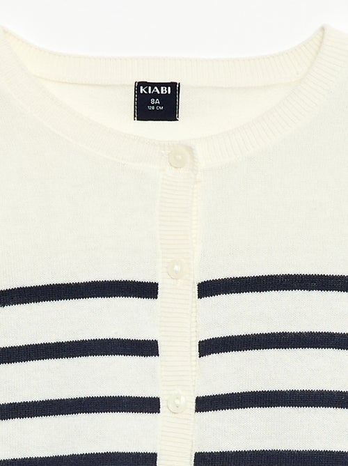 Cardigan girocollo leggero a righe - Kiabi