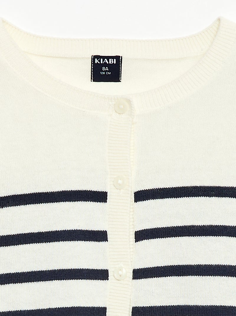 Cardigan girocollo leggero a righe Blu - Kiabi