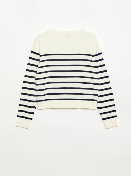 Cardigan girocollo leggero a righe - Kiabi