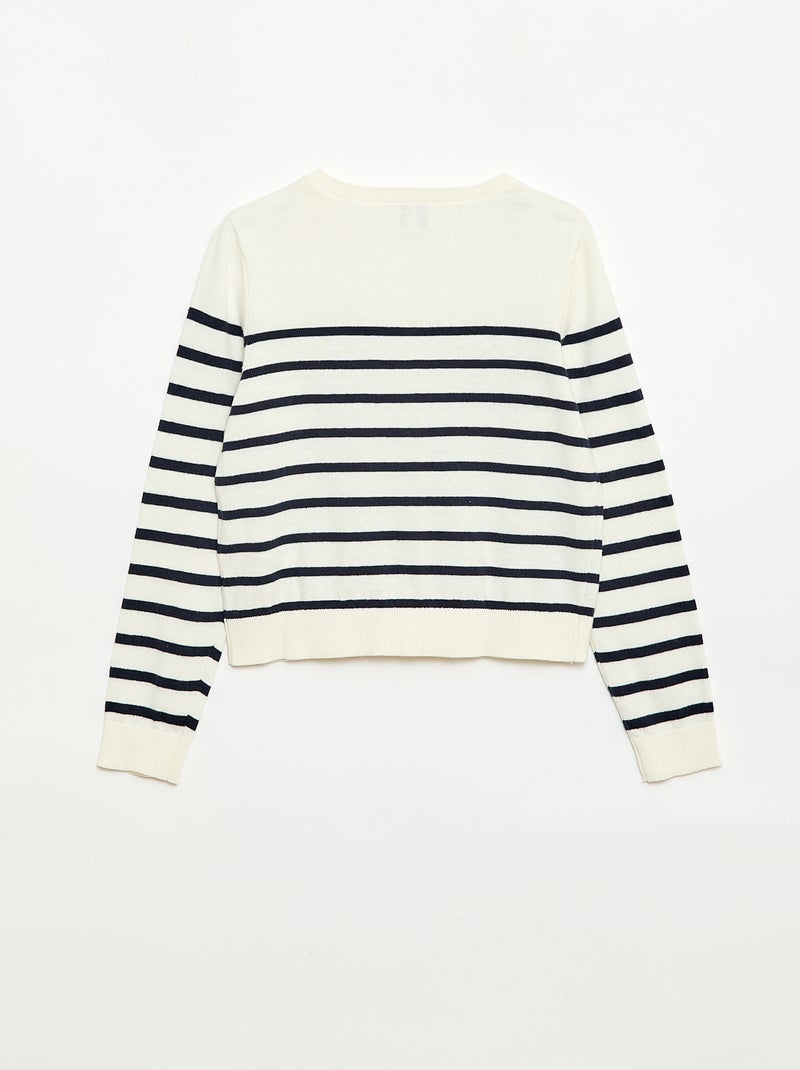 Cardigan girocollo leggero a righe Blu - Kiabi