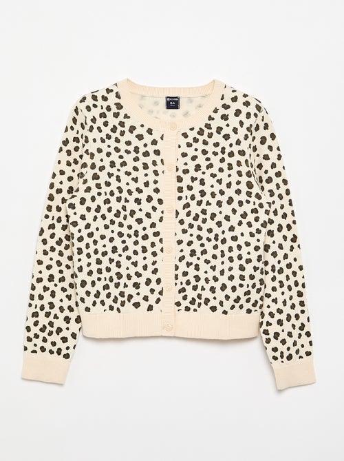 Cardigan girocollo leggero con stampa leopardata - Kiabi