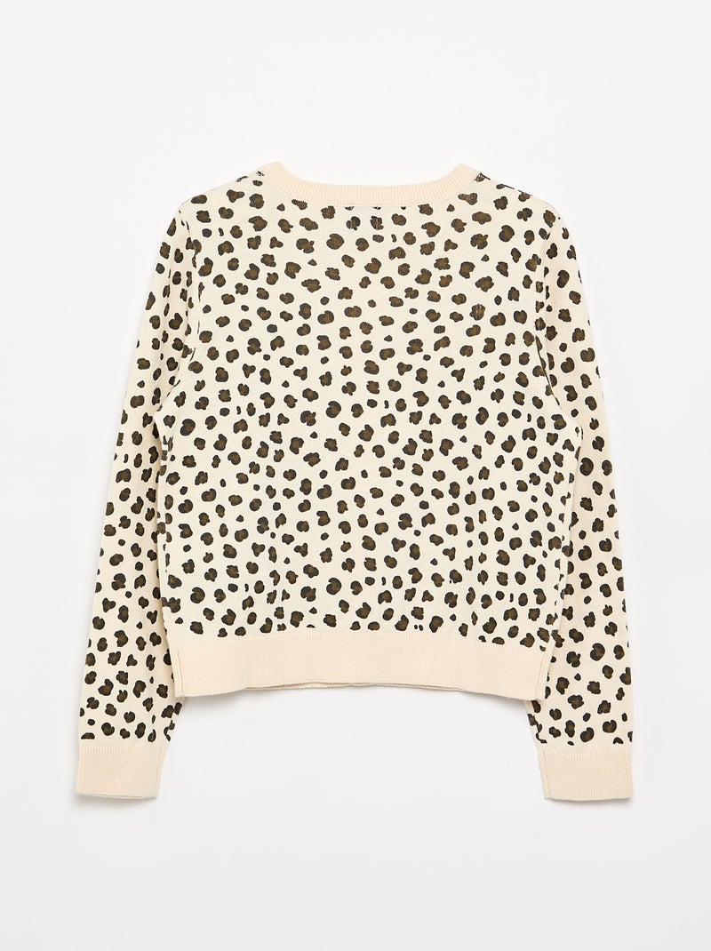 Cardigan girocollo leggero con stampa leopardata Beige - Kiabi