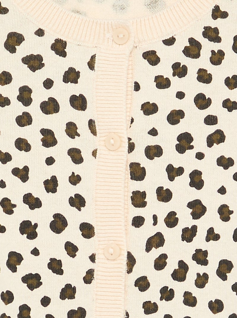 Cardigan girocollo leggero con stampa leopardata Beige - Kiabi