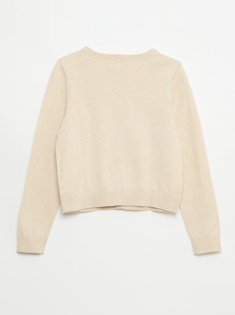 Cardigan girocollo leggero tinta unita Beige - Kiabi