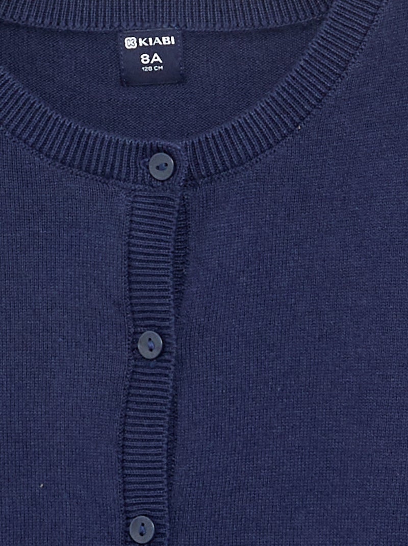 Cardigan girocollo leggero tinta unita Blu Marino - Kiabi