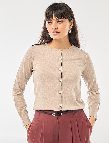 Cardigan girocollo tinta unita