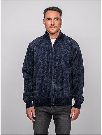 Cardigan in ciniglia con zip e collo alto limago