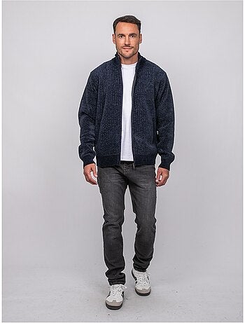 Cardigan in ciniglia con zip e collo alto limago