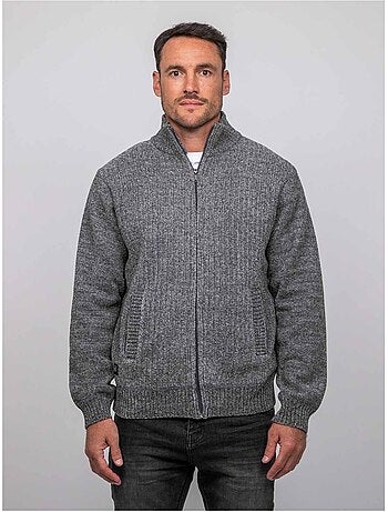 Cardigan in ciniglia con zip e collo alto limago