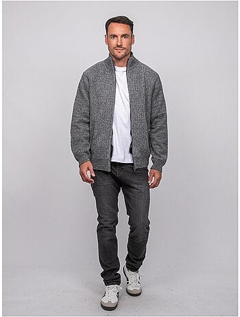 Cardigan in ciniglia con zip e collo alto limago