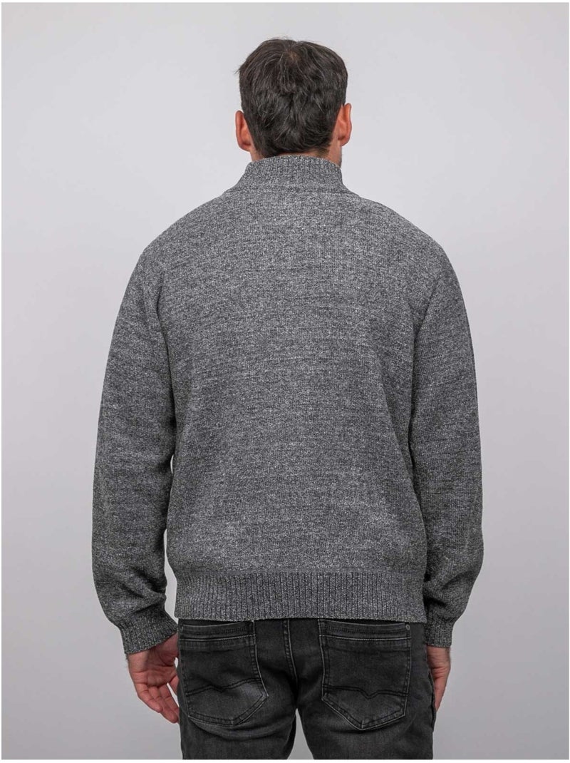 Cardigan in ciniglia con zip e collo alto limago Grigio - Kiabi