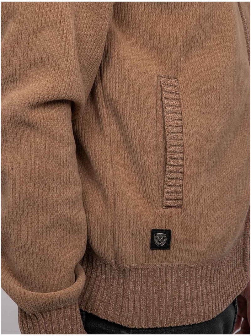 Cardigan in ciniglia con zip lerotof Beige - Kiabi
