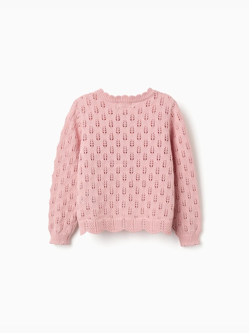 Cardigan in cotone con estremità smerlate Rosa chiaro - Kiabi