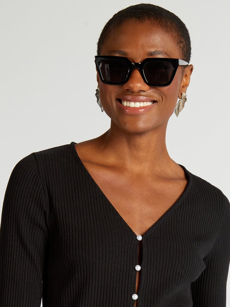 Cardigan in jersey a coste nero - Kiabi