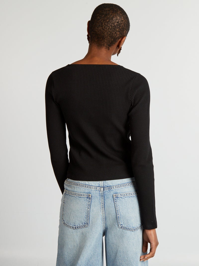 Cardigan in jersey a coste nero - Kiabi