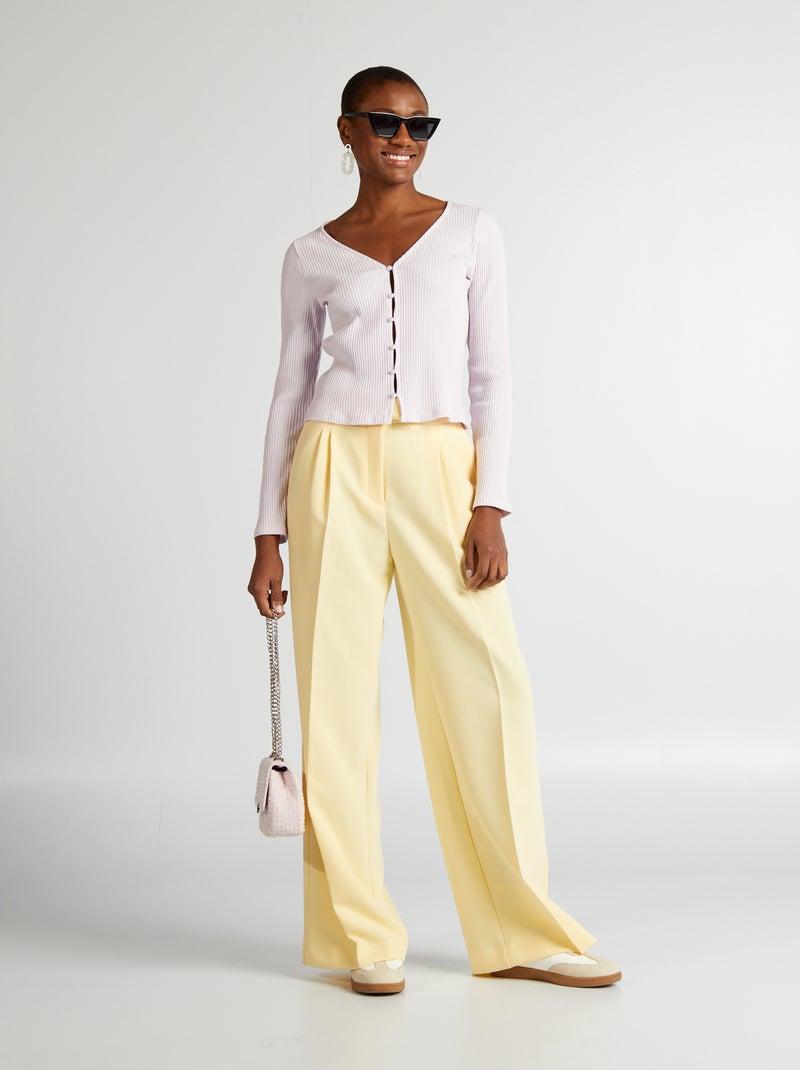 Cardigan in jersey a coste VIOLA - Kiabi