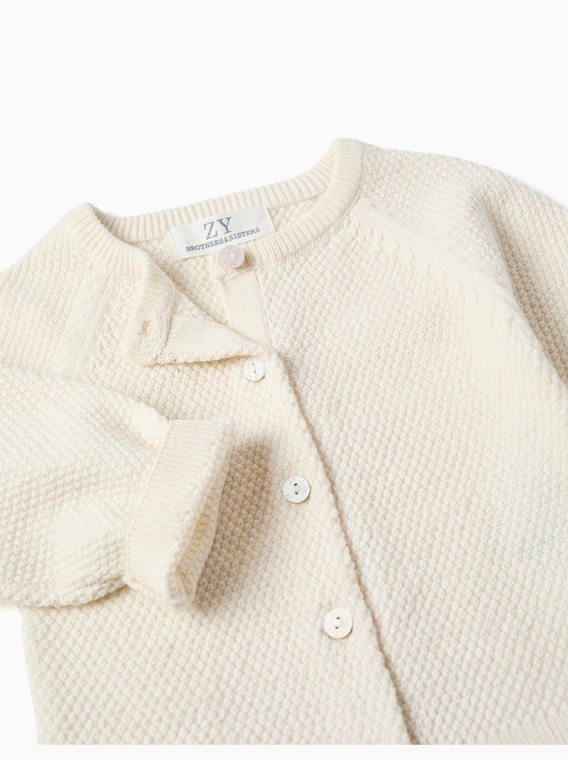Cardigan in maglia a catena di cotone B&S Beige chiaro - Kiabi