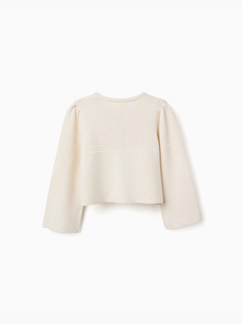 Cardigan in maglia a catena di cotone B&S Beige chiaro - Kiabi
