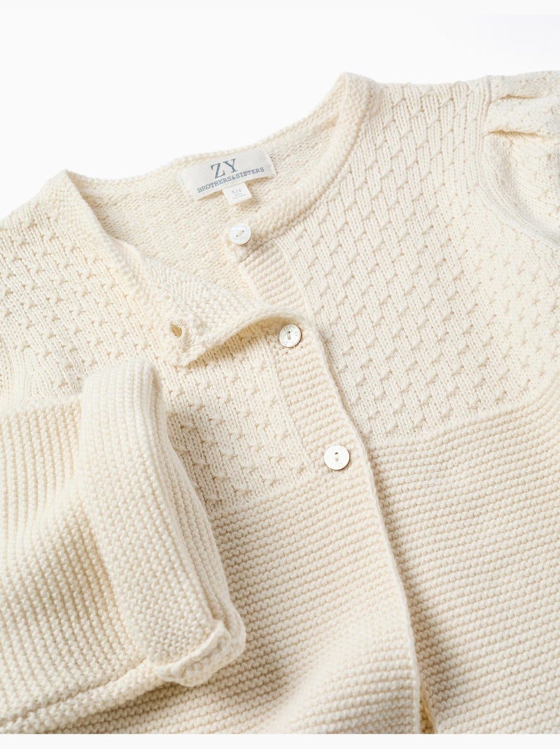 Cardigan in maglia a catena di cotone B&S Beige chiaro - Kiabi