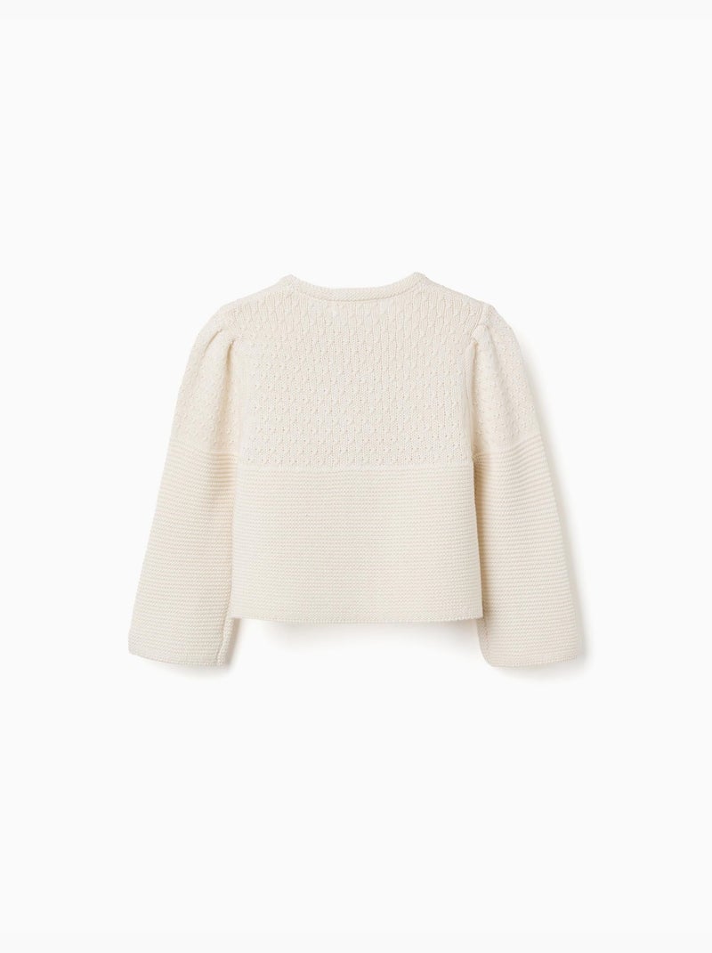 Cardigan in maglia a catena di cotone B&S Beige chiaro - Kiabi
