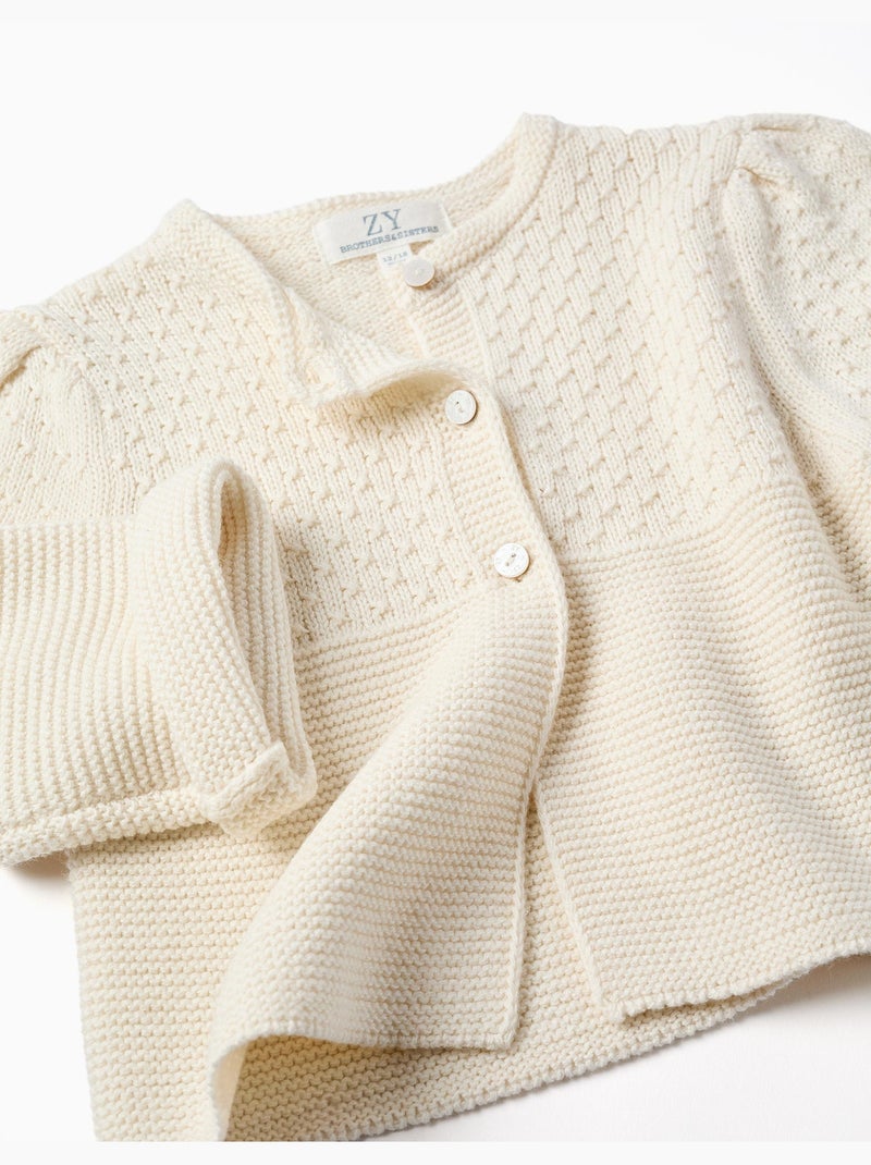 Cardigan in maglia a catena di cotone B&S Beige chiaro - Kiabi