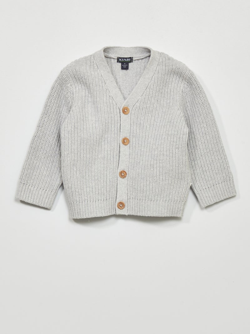 Cardigan in maglia a costa perlata GRIGIO - Kiabi