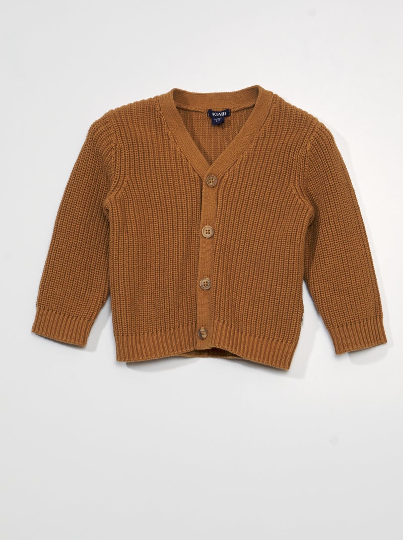 Cardigan in maglia a costa perlata MARRONE - Kiabi