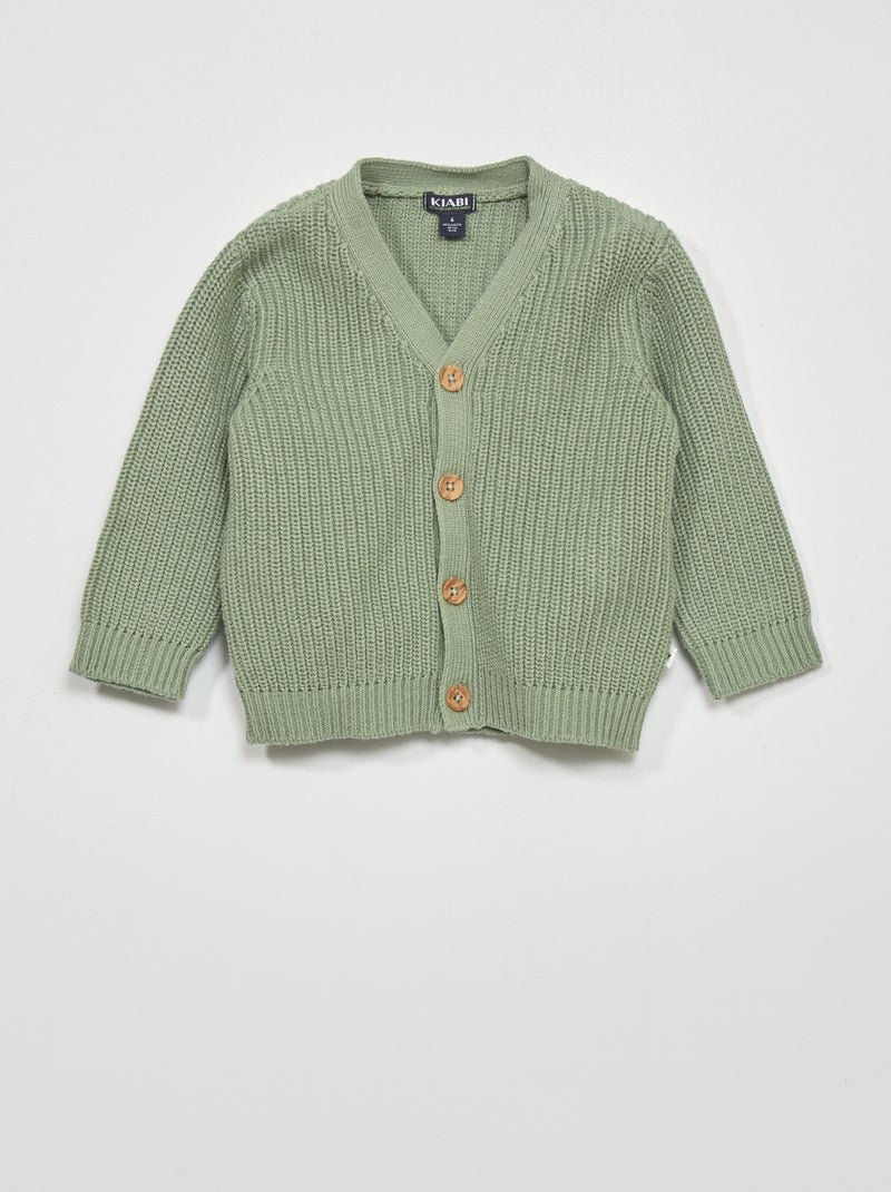 Cardigan in maglia a costa perlata VERDE - Kiabi