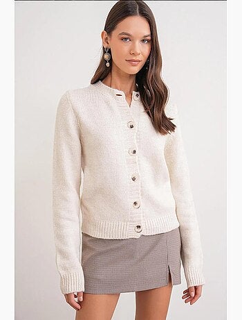 Cardigan in maglia a coste con bottoni mixray