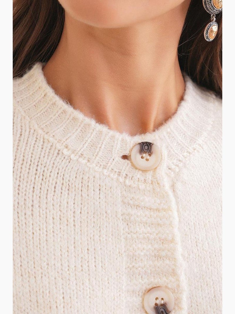 Cardigan in maglia a coste con bottoni mixray Bianco sporco - Kiabi