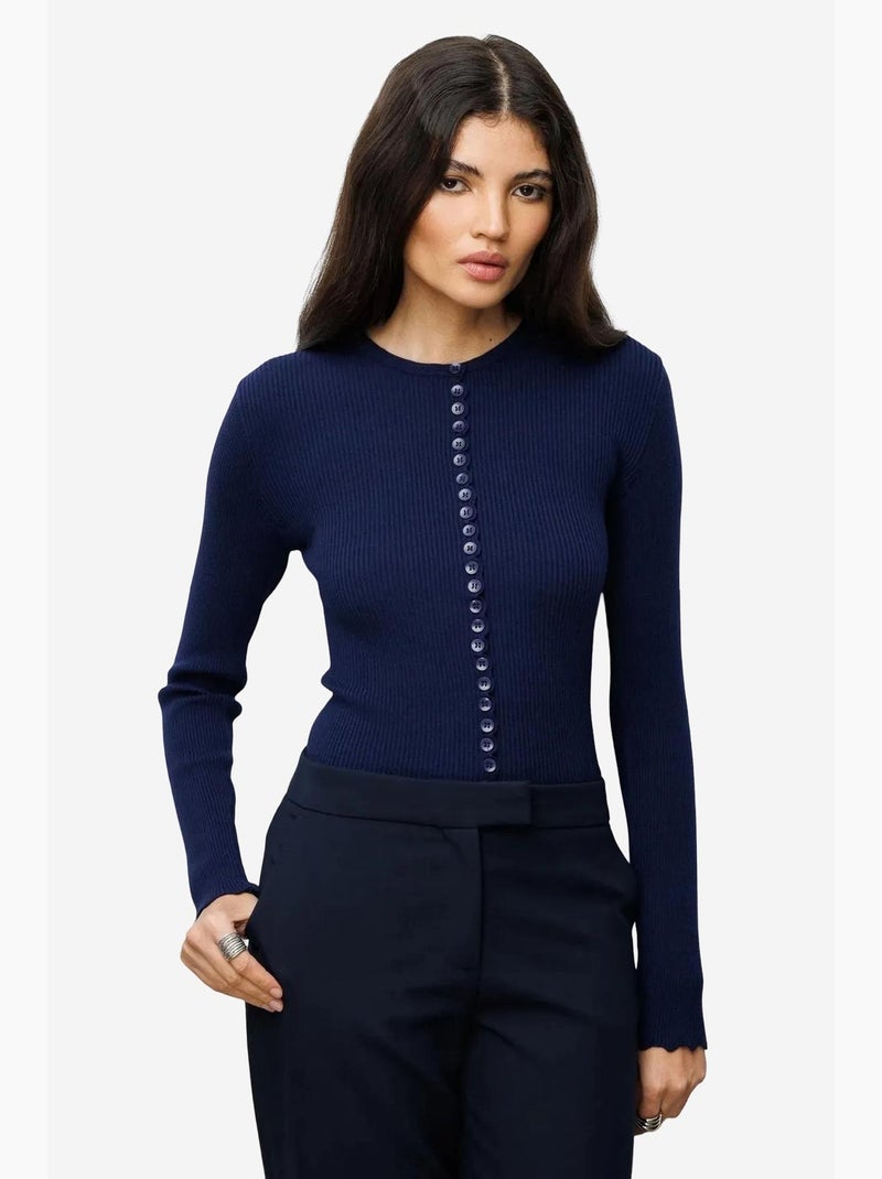 Cardigan in maglia a coste con bottoni mixray Blu marino - Kiabi