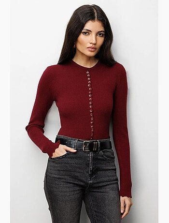 Cardigan in maglia a coste con bottoni mixray