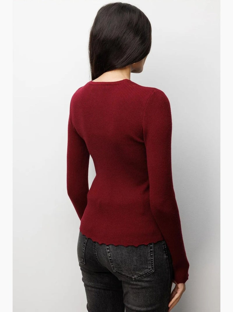 Cardigan in maglia a coste con bottoni mixray Rosso bordeaux - Kiabi