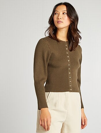 Cardigan in maglia a coste con maniche larghe