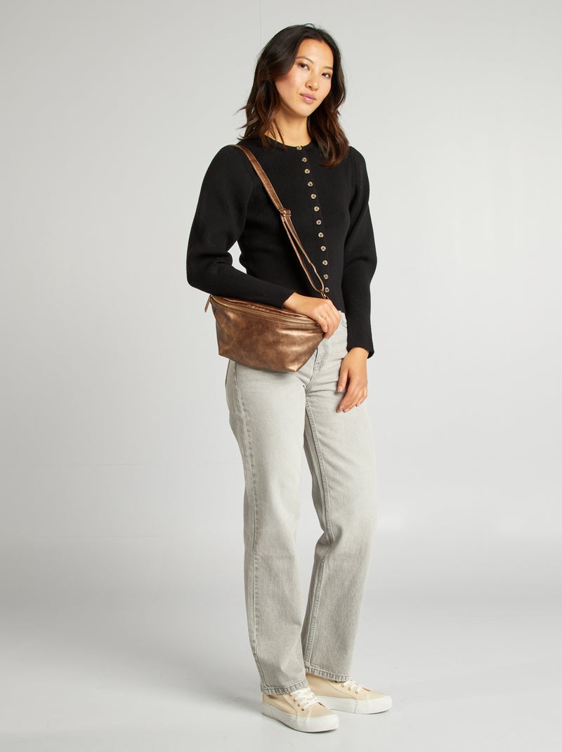 Cardigan in maglia a coste con maniche larghe nero - Kiabi