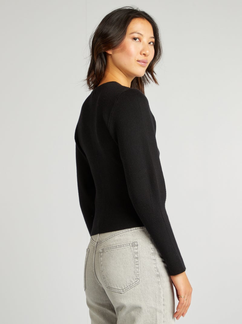 Cardigan in maglia a coste con maniche larghe nero - Kiabi