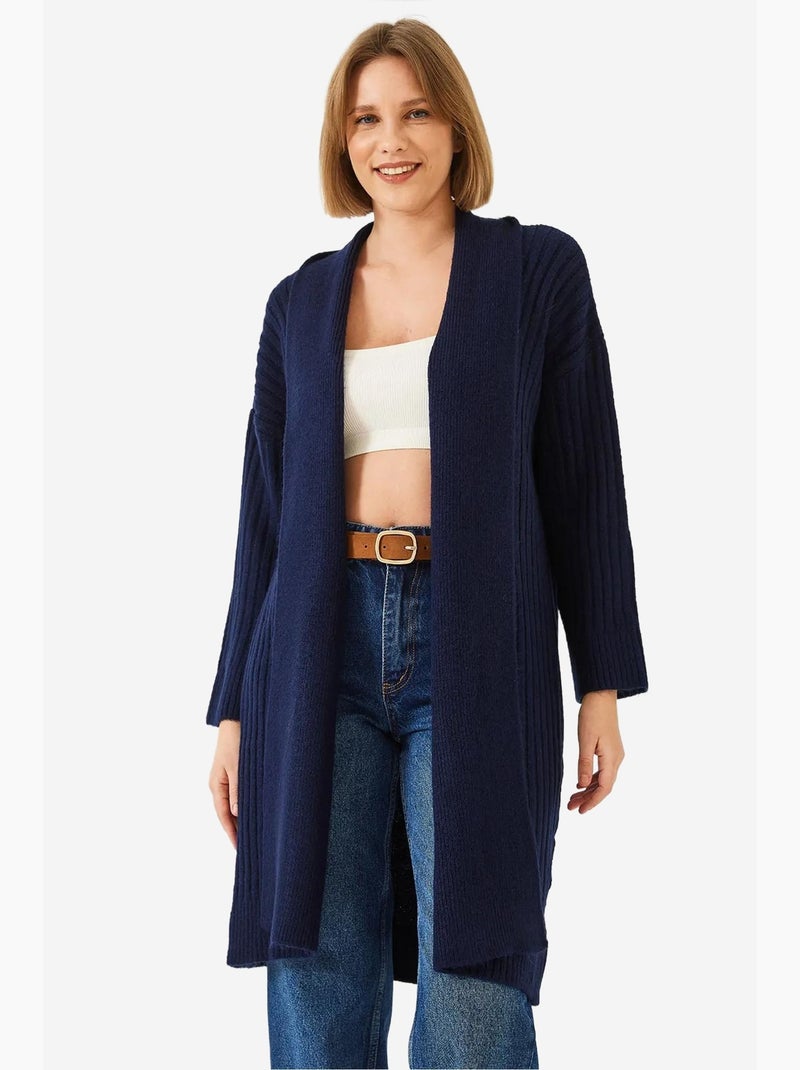 Cardigan in maglia a coste dal taglio ampio lucci Blu marino - Kiabi