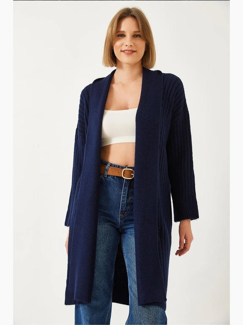 Cardigan in maglia a coste dal taglio ampio lucci Blu marino - Kiabi